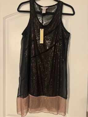 Esley Black Sequin Tank Dress with Shimmer